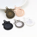 Floral Rim Round Bezel Pendant Trays in Two Antique Finishes view 1