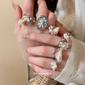 Ocean Shell Open Band Rings with Polished Metal Tone Details view 2