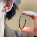 Slim Resin Hoop Earrings In Three Multicolor Patterns view 4