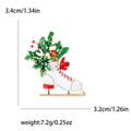 Christmas Boot Brooch in Metal with Red Enamel Skate Boot Filled with Green Foliage view 5