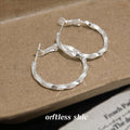 Silver-Tone Twisted Frosted Texture Hoop Earrings Copper Base view 4