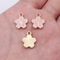 Gold Tone Five Petal Flower Enamel Charms in Four Colors view 9