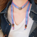 Denim Cord Heart Pendant Necklaces In Blue And Red view 4