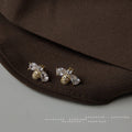 Gold Tone Clear Stone Honey Bee Stud Earrings For Women view 1