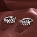 Leaf Motif Hoop Earrings In Three Polished Metal Tones view 4