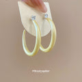 Pastel Wide C Shape Hoop Stud Earrings In Two Sizes view 3