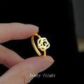 Gold-Tone Openwork Rose Flower Open Adjustable Ring view 1