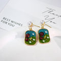 Gold Enamel Floral Pearl Drop Earrings Irregular 9 Styles view 9