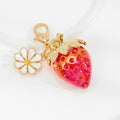 Translucent Strawberry Resin Charm With White Daisy Lobster Clasp view 2
