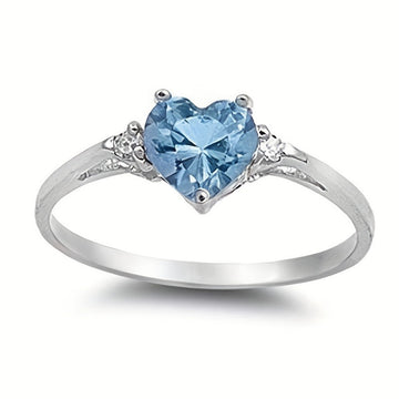 Heart-Shaped Solitaire Slim Ring In Ten Stone Colors
