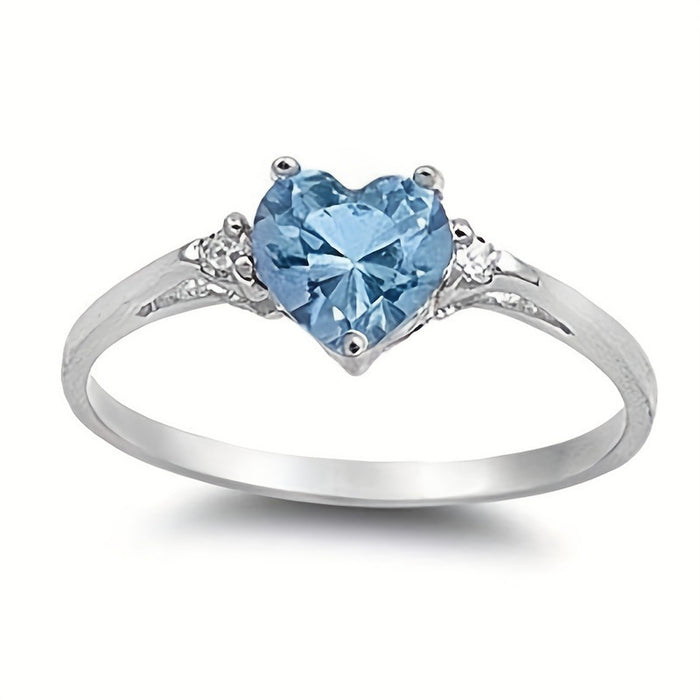 Heart-Shaped Solitaire Slim Ring In Ten Stone Colors