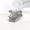 Red Purple Silver Tone Crown Openwork Crystal Metal Brooch Pin view 5