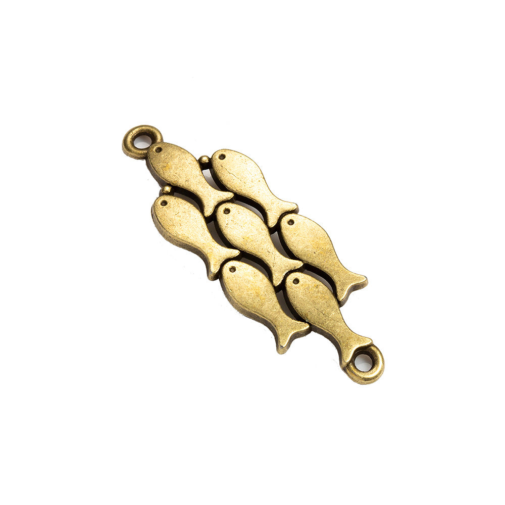 44x15mm Curved Koi Fish Double Hole Alloy Connector