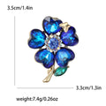 Five Heart Petal Crystal Flower Brooch in Purple or Blue view 7