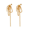 Ball Stud Multi-Strand Ball Chain Tassel Drop Earrings view 5