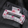 Transparent Resin Pressed Flower Rectangular Hair Claw Clip view 2