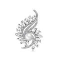 Silver Tone Flower Crystal Pearl Look Two Designs Metal Brooch Pin view 1
