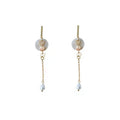 Gold Tone Translucent Disc Chain And Pearlescent Teardrop Earrings view 5
