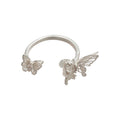 Silver Dual Butterfly Crystal Open Adjustable Ring view 5