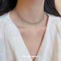 Open Lattice Mesh Chain Necklace in Gold and Silver Tone view 3