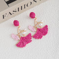 Woven Leaf Pearl Look Branch Statement Earrings in Six Colors view 4