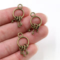 Mini Key Ring Charms with Three Dangling Keys in Four Finishes view 3