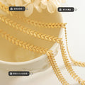 Leaf Link Choker Necklace Gold Steel Rose Tone Textured Leaves view 2
