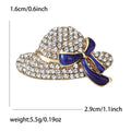Rhinestone Hat Brooch Enamel Bow Blue or Red Gold Tone view 6