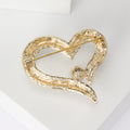 Openwork Double Heart Crystal Brooch with Pearl Accent view 3