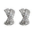 Silver Tone Pave CZ Crossed X Twist Stud Earrings Pair view 5