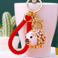Jeweled Pig Keychains in Three Bead Palettes with Matching Braided Loops view 2