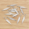 Silver Tone Textured Feather Pendant Charms With Top Loops view 3