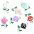 Enamel-Look Gold Silver Rose Alloy Charms in 14 Styles view 4