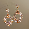 Champagne Crystal Open Drop Earrings with Reflective Details view 6