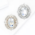 Oval Crystal Halo Brooch With Polished Metal And Sculpted Decorative Details view 3