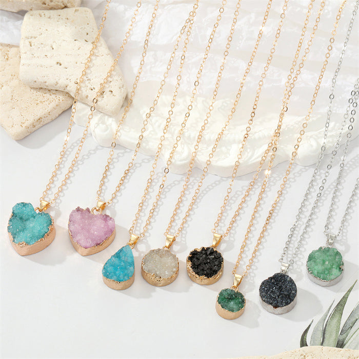 Gold and Silver Tone Druzy Style Pendant Necklaces in Eight Designs
