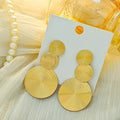 Gold Triple Spiral Disc Geometric Statement Stud Earrings view 4