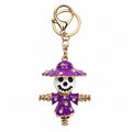 Rhinestone Enamel Scarecrow Keychain Gold Tone Clasp view 5