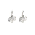 Clear Faceted Flower Silver Tone Hoop Dangle Earrings view 5