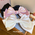 Oversized Layered Satin Bow Hair Clip In Black Pink Or Ivory view 3