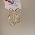 Gold Textured Double Hoop Statement Earrings Jewelry Accessory view 6