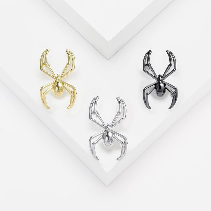 Polished Spider Brooch With Faceted Body and Sculpted Metal Legs