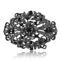Oval Filigree Floral Crystal Brooch in Four Finishes view 5