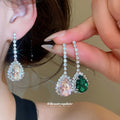Teardrop Crystal Open Collar Necklace Earring Sets Silver view 4