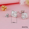 Silver Cushion Cut Clear CZ Stud Earrings Butterfly Backs view 5