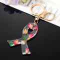 Clear Resin Pressed Flower Ankh Cross Split Ring Keychains in Five Designs view 4