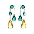 Gold Tone Green And Yellow Faceted Crystal Chandelier Earrings view 5