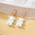 Gold Tone Colorful Resin Gummy Bear Huggie Drop Earrings view 3