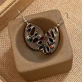 Antique Silver Tone Open Oval Multicolor Hook Earrings view 4