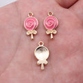 Gold Tone Swirl Lollipop Enamel Charms in Three Colors view 7